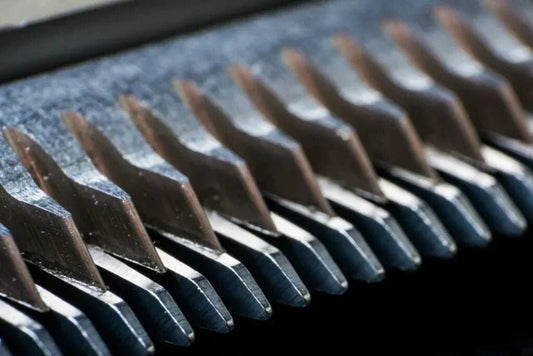 Close-up of sharpened dog clipper blades, professional blade sharpening service