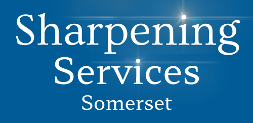 Text 'Sharpening Services Somerset' on a blue background